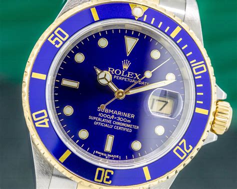 rolex steel 18ky mens submariner blue dial watch|rolex submariner diamond.